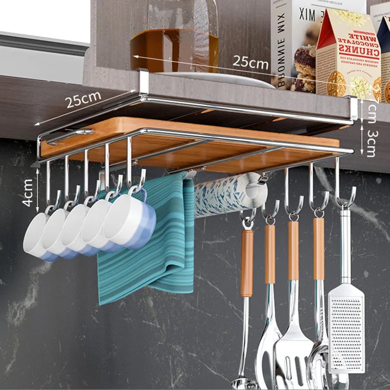 Under Cabinet Storage Basket Rack - Kitchen Cutting Board Organizer