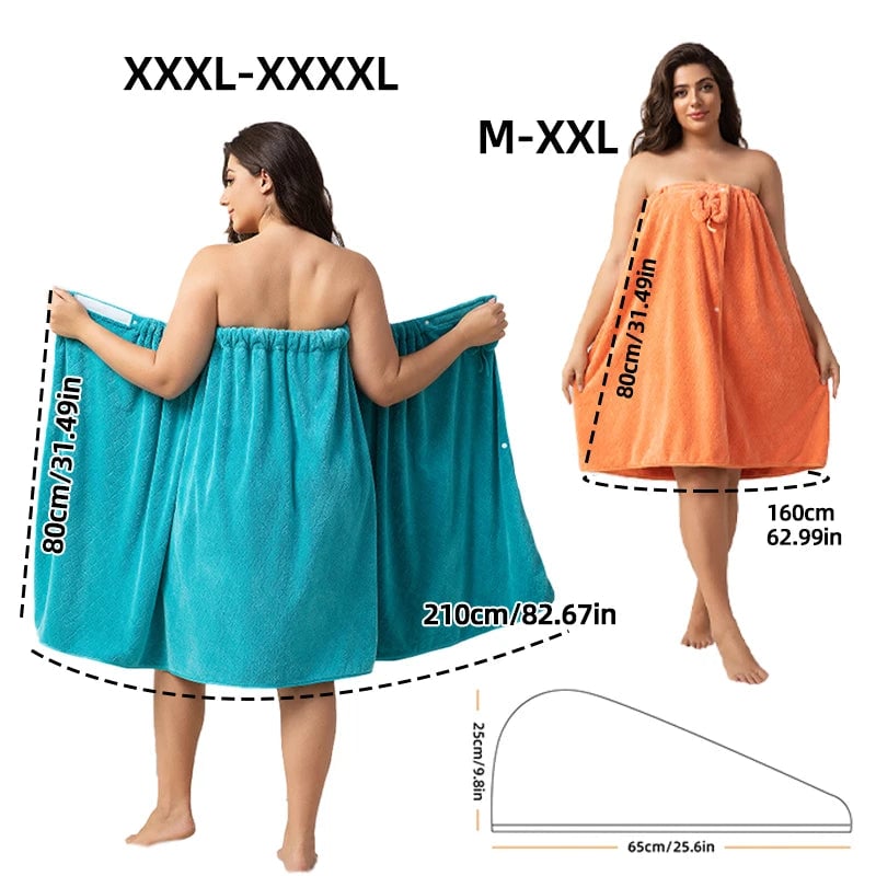 Super Absorbent Bath Towel Set with Wearable Skirt & Princess Cap