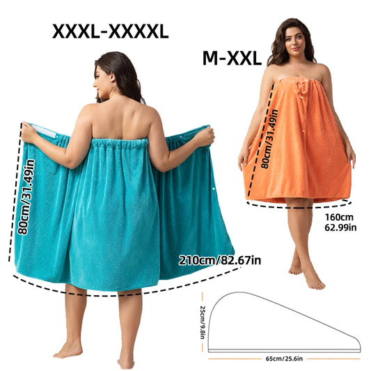 Super Absorbent Bath Towel Set with Wearable Skirt & Princess Cap