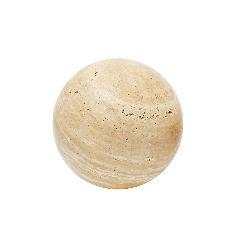 Natural Travertine Marble Sphere - Wabi Sabi Stone Ball Decor