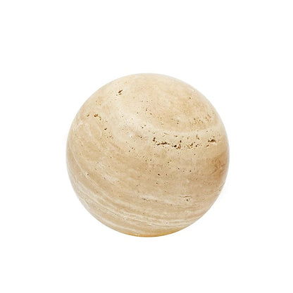 Natural Travertine Marble Sphere - Wabi Sabi Stone Ball Decor
