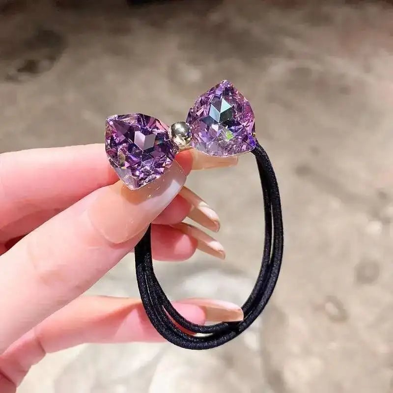 Diamond Bow Elastic Hair Bands - Sparkly Hair Ties for Women Girls