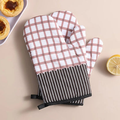 High-Temperature Resistant Linen Oven Gloves - Microwave Safe Mitts