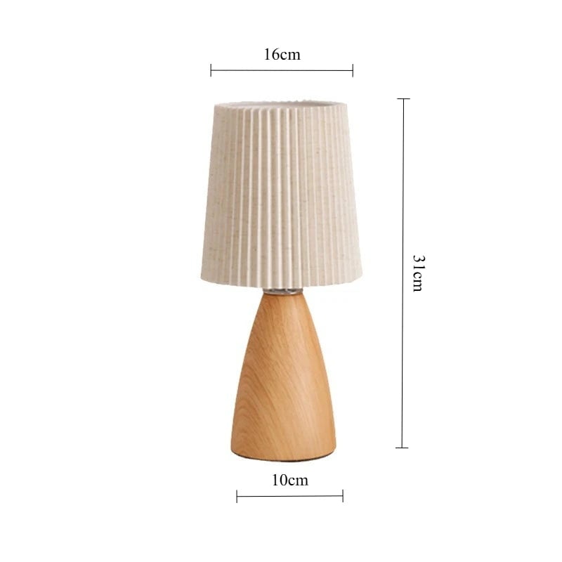 LED Table Lamp Retro Fabric Pleated USB Study Bedroom Desk Light