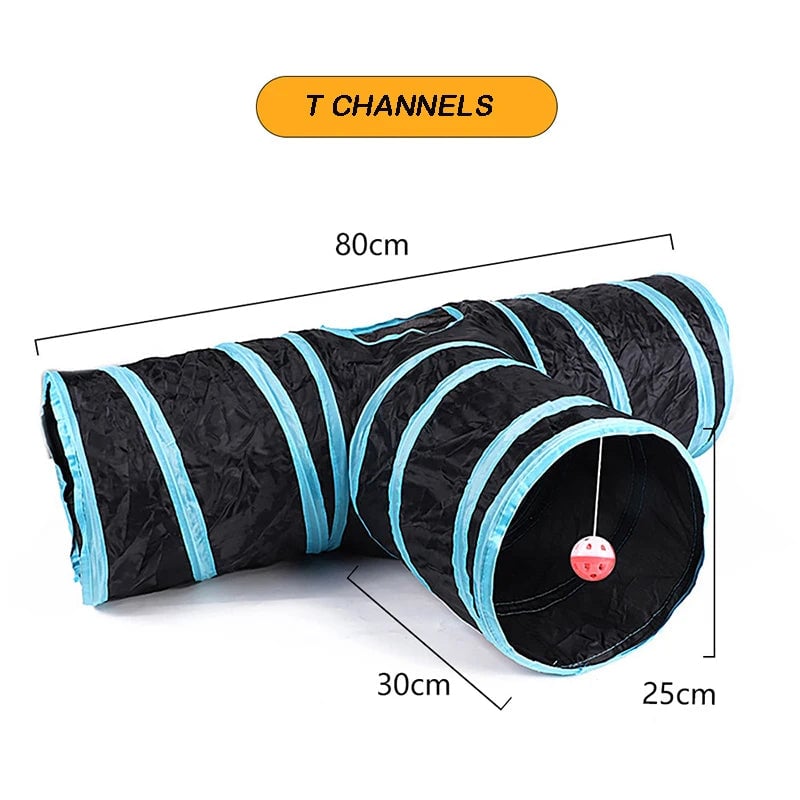 Foldable Cat Tunnel with Crinkle Paper - S Shape Play Tunnel