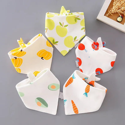 Cotton Triangle Bandana Bibs Set - Waterproof Baby Saliva Towels 5pc