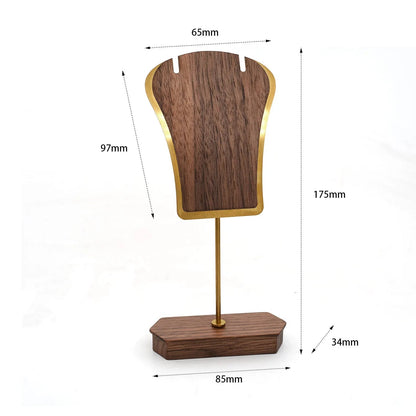 Copper Wood Jewelry Display Stand - Necklace Earrings Organizer