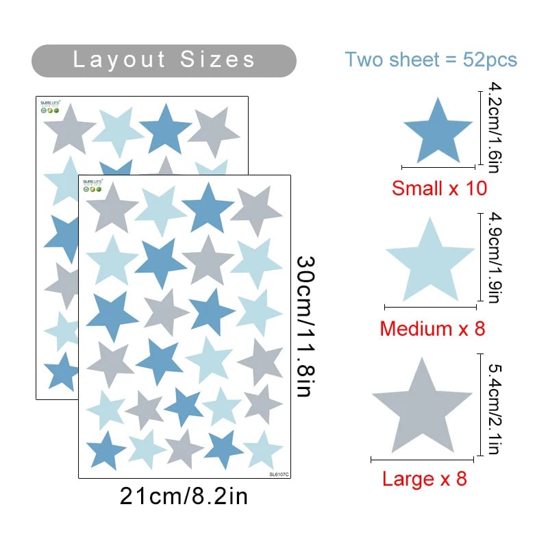 Cartoon Stars Beige Removable Wall Stickers Nursery Kids Baby Decor