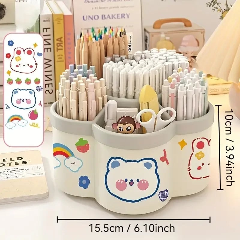 306° Rotating Desk Organizer - Large Capacity Pen Holder Storage