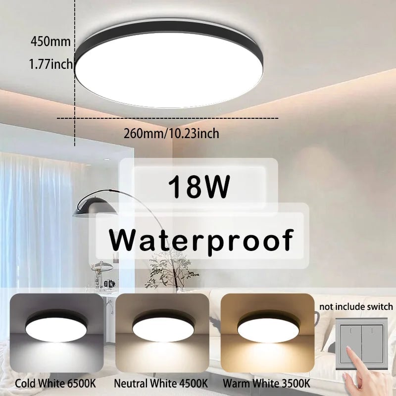18W 30W 40W Waterproof LED Ceiling Light Round Bathroom Kitchen