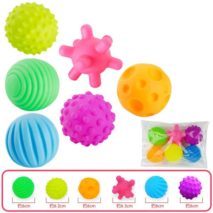 6Pcs Textured Sensory Balls Set - Baby Touch Training Massage Toys