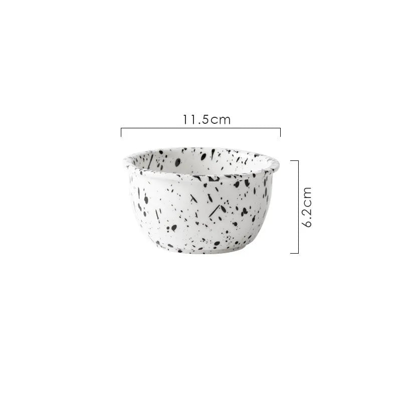 6-Piece Ceramic Plate Set Splashing Ink Design Breakfast Dessert