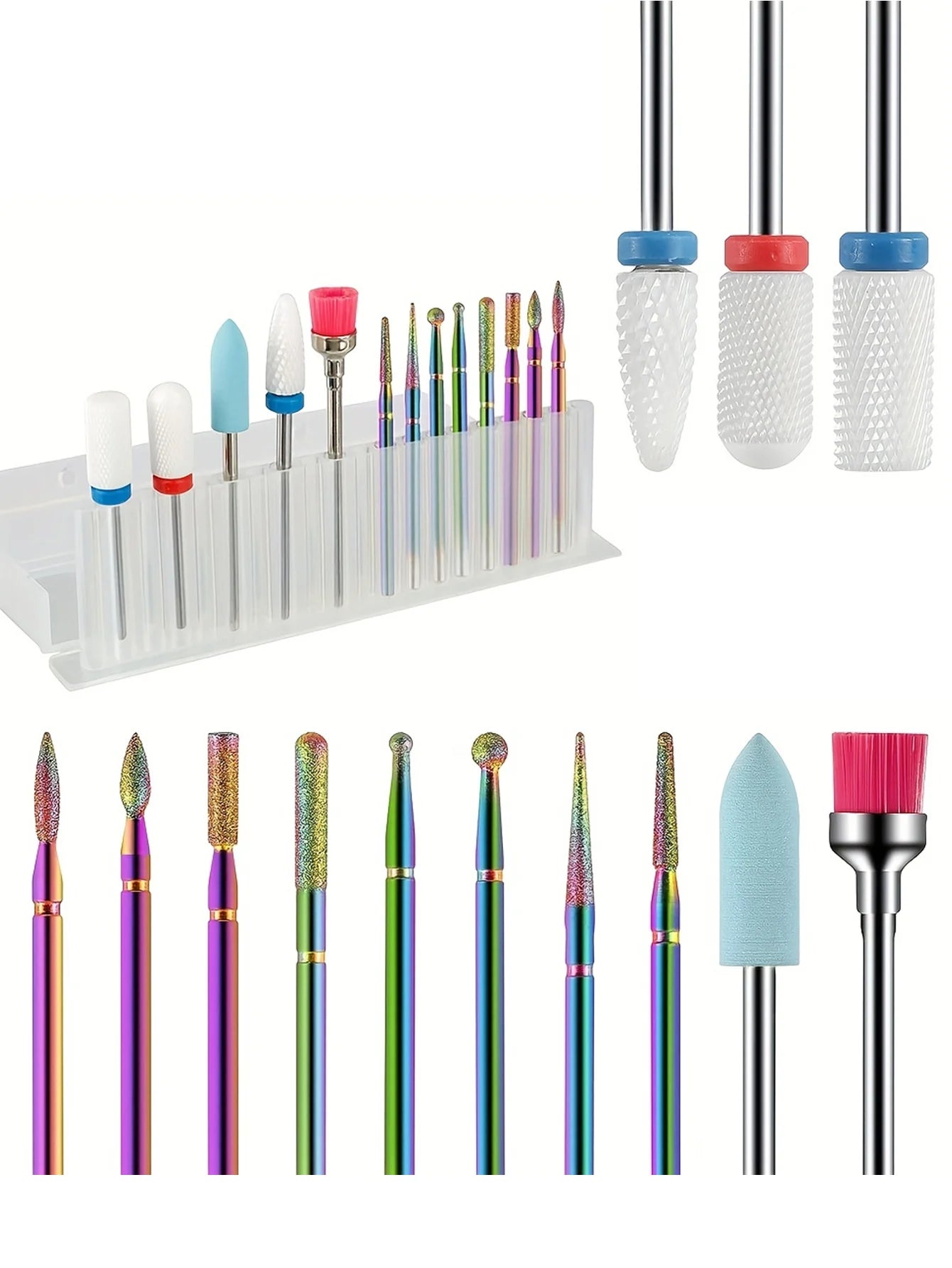 13Pc Ceramic Nail Drill Bit Set Electric Manicure Acrylic Gel