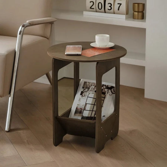Round Coffee Table - Compact Bedside & Sofa Side Table 14 Inch