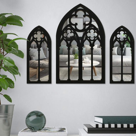3Pcs Gothic Arched Wall Mirrors Cathedral Window Design Home Decor