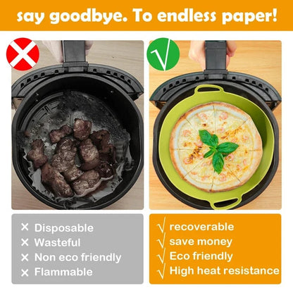 Silicone Air Fryer Liners Round Square Reusable Non-Stick Pot Bowl
