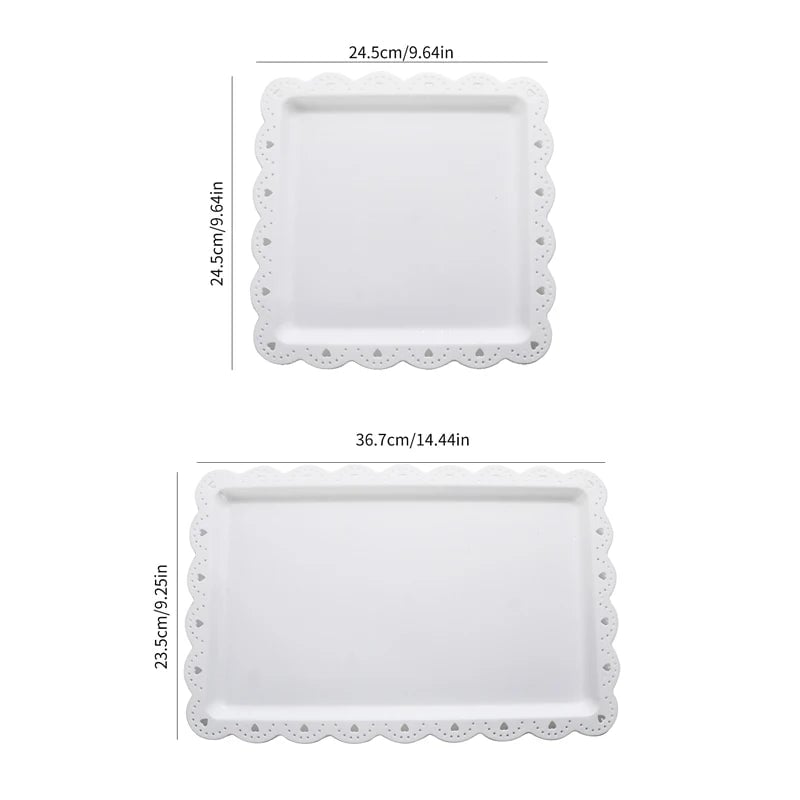 Reusable PP Square Rectangular Dessert Plates Set of 2 - Party