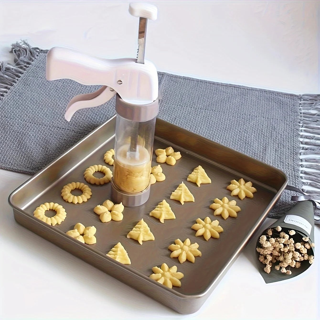 Cookie Press Set with Plastic Gun & Accessories - Complete Baking Kit