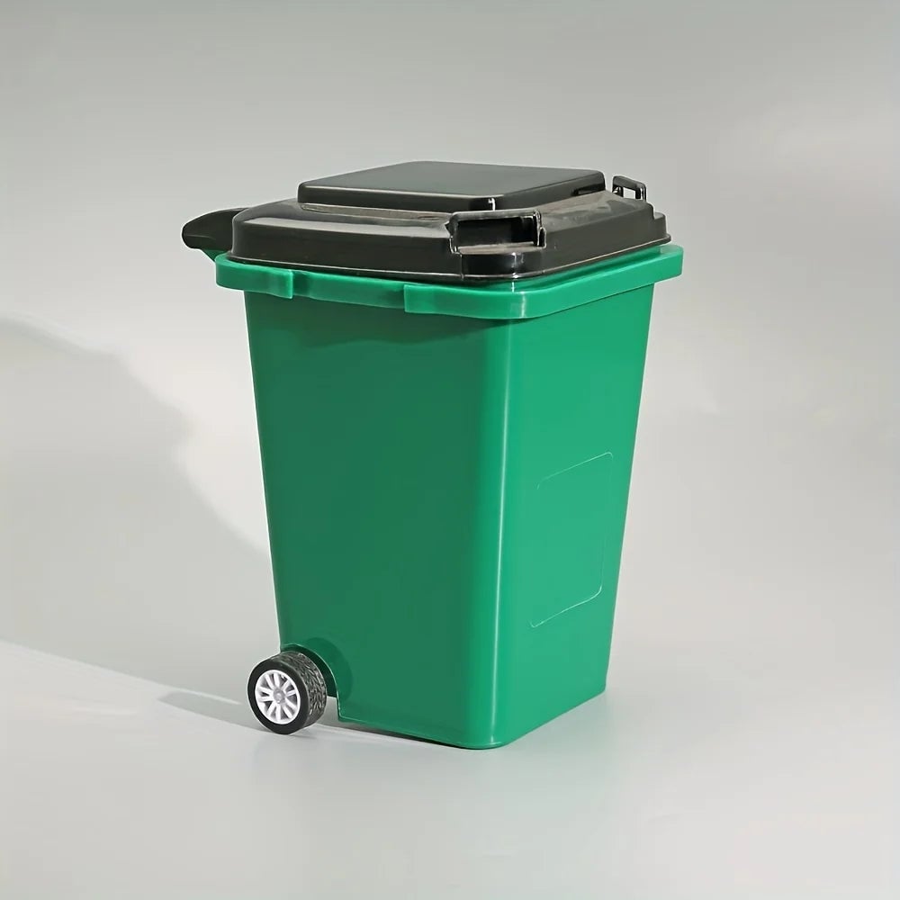 Mini Office Desk Organizer with Trash Bin & Pen Holder Storage