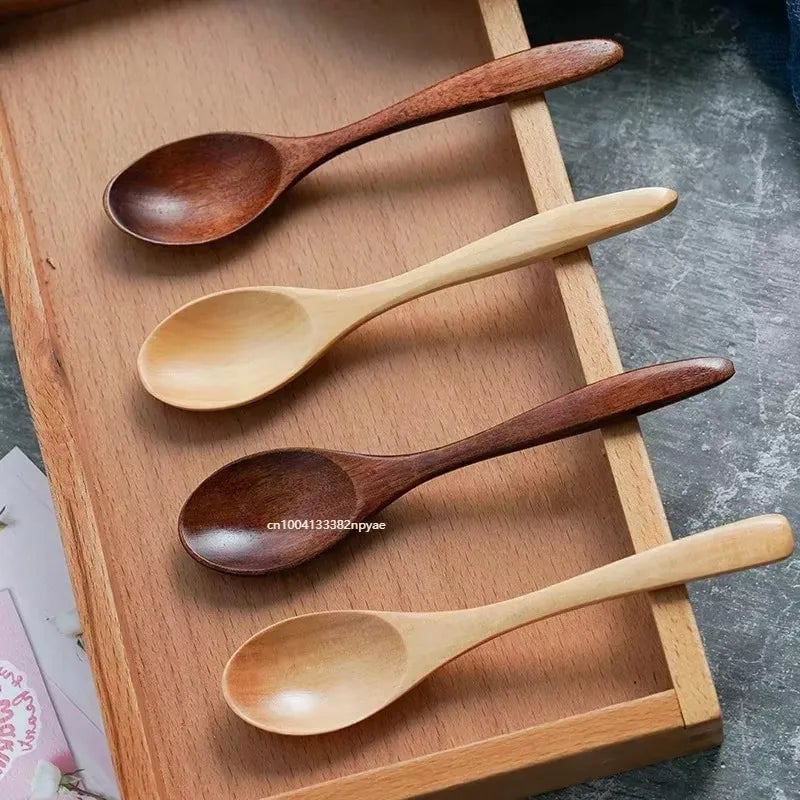 Anti-Scald Wooden Stirring Spoons - Heat-Resistant Tea Coffee Utensil