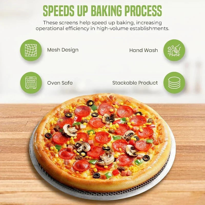 Round Aluminum Pizza Baking Screen with Holes 8-14 Inch Non-Stick