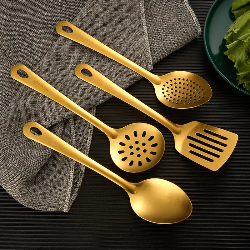 Korean Stainless Steel Kitchen Utensil Set - Spatula, Soup Spoon