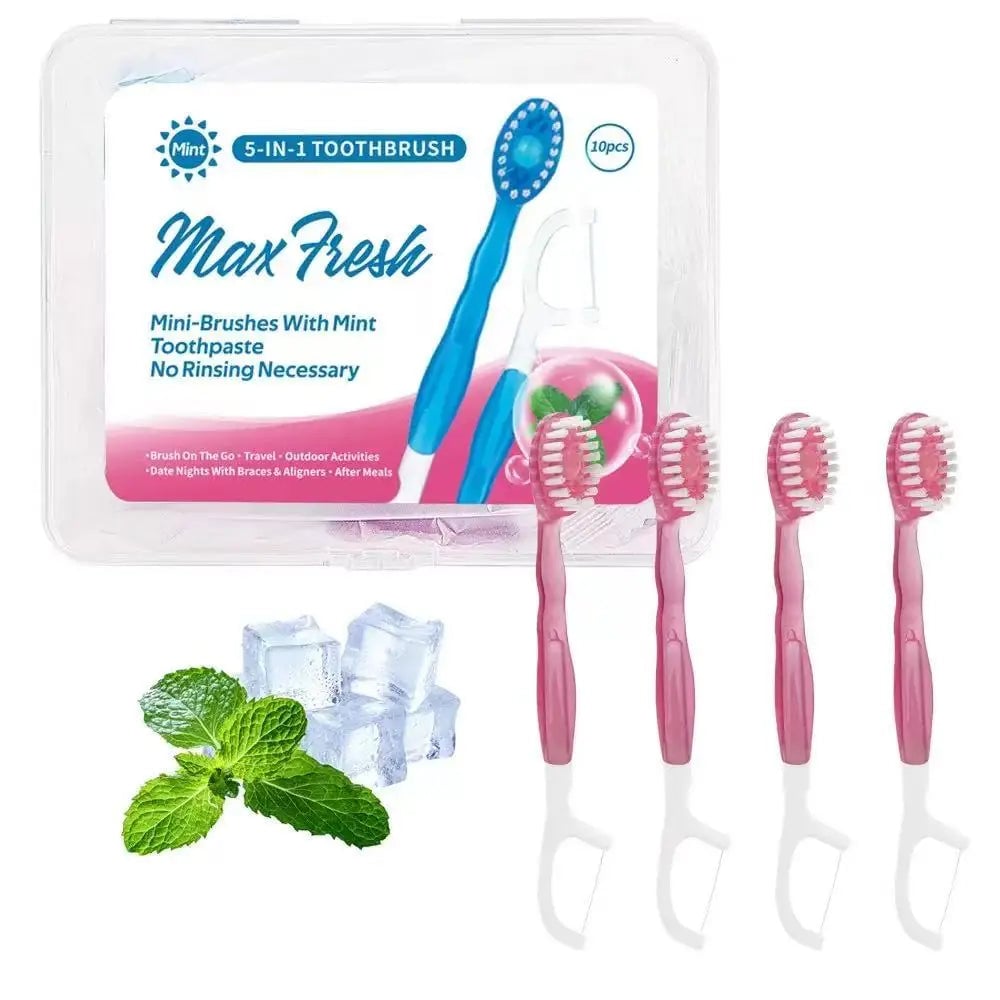 3-in-1 Portable Travel Toothbrush Set with Bursting Beads & Floss