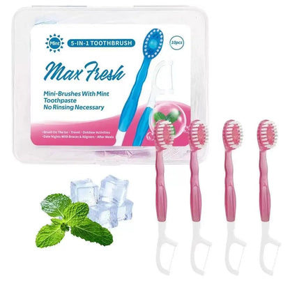 3-in-1 Portable Travel Toothbrush Set with Bursting Beads & Floss
