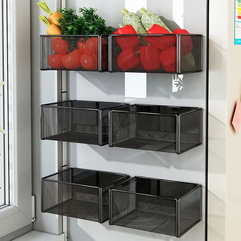 Magnetic Refrigerator Side Storage Basket - Hanging Organizer