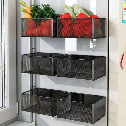 Magnetic Refrigerator Side Storage Basket - Hanging Organizer