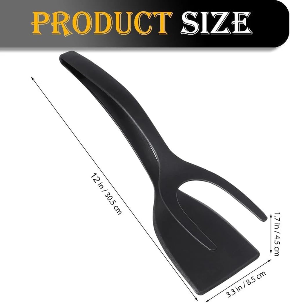 2-in-1 Nylon Grip Flip Spatula Tongs - Non-Stick Egg Flipper