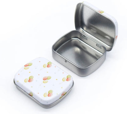 Portable Mini Metal Hinged Tin Box - Small Rectangular Storage Container