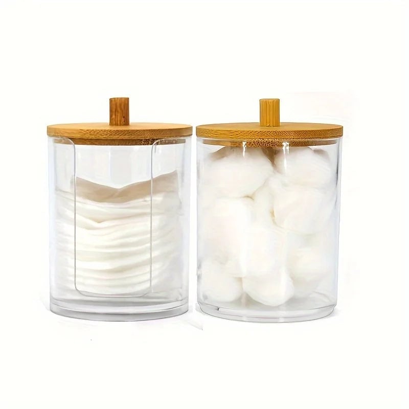 Clear Acrylic Round Makeup Organizer Cotton Pad Swab Holder 1-2Pcs