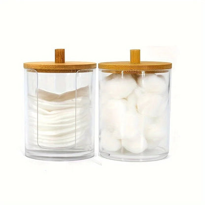 Clear Acrylic Round Makeup Organizer Cotton Pad Swab Holder 1-2Pcs
