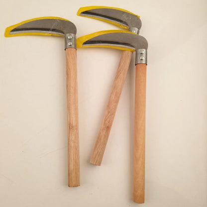 Long Handle Agricultural Sickle - Steel Blade Grass Cutting Tool