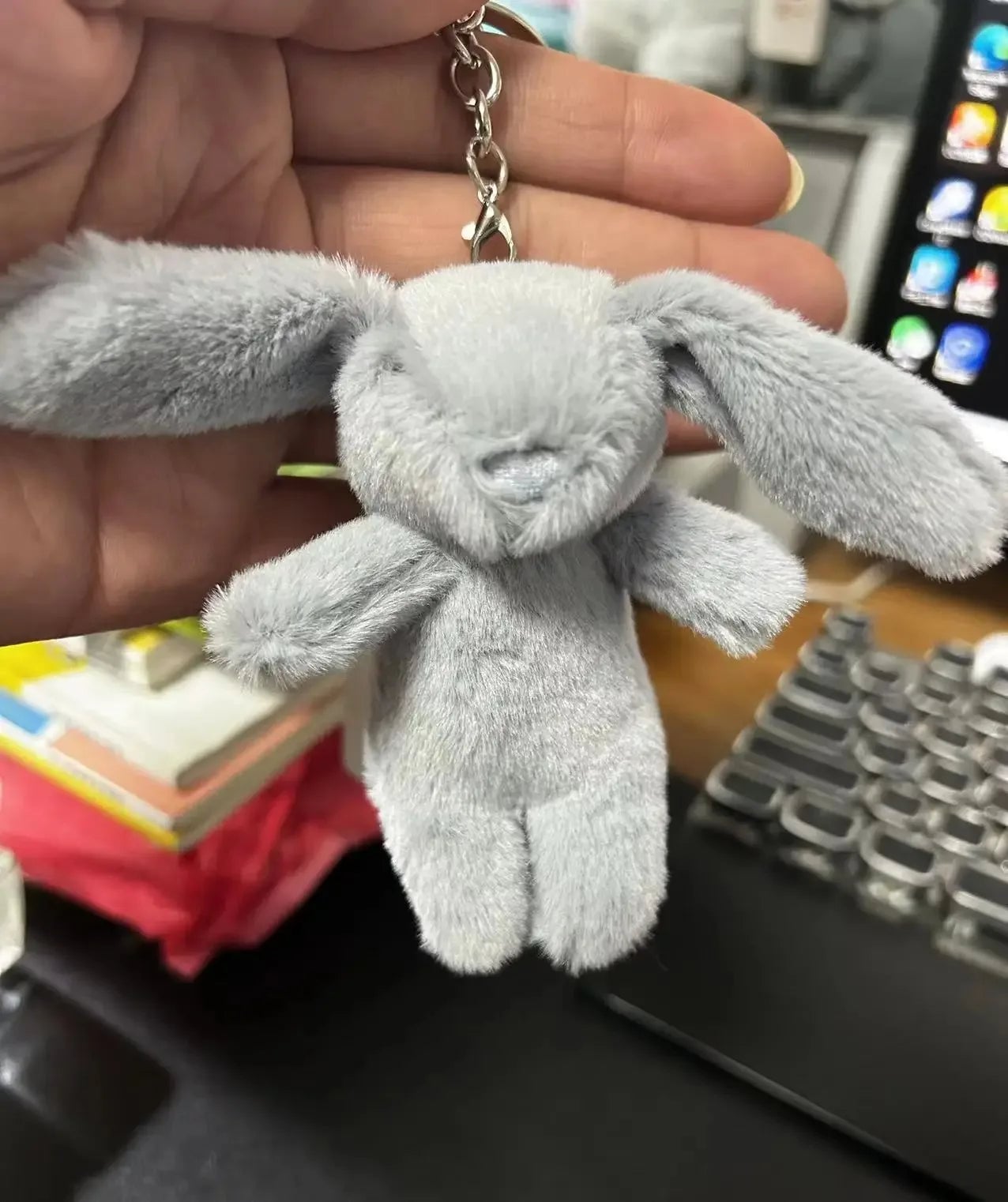 Cute Rabbit Keychain with Pompom - Stuffed Animal Pendant Trinket