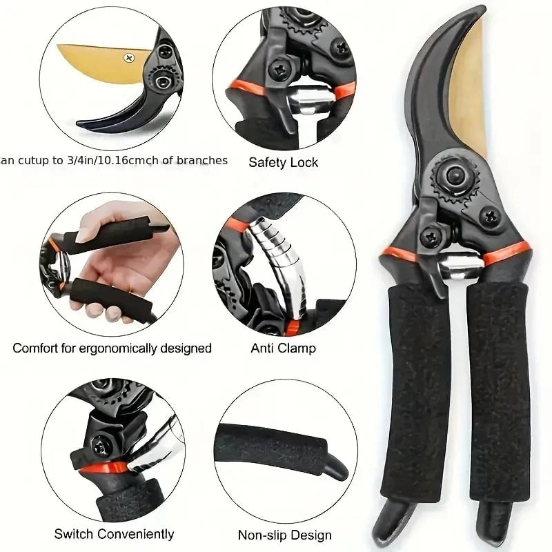 8.5" Titanium Bypass Pruning Shears T13 Professional Garden Tool