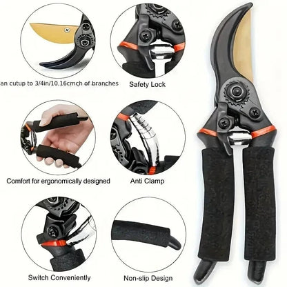 8.5" Titanium Bypass Pruning Shears T13 Professional Garden Tool