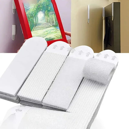 12 Pairs Double-Sided Adhesive Wall Strips Tool-Free Removable Hooks