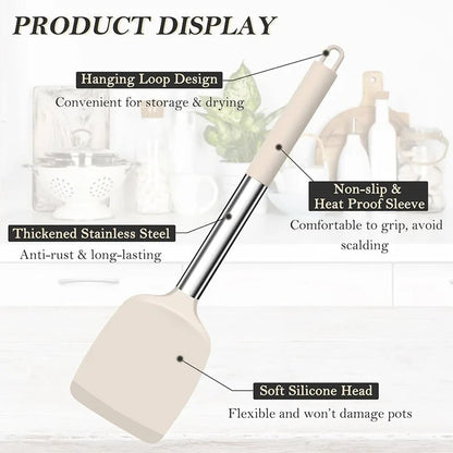 4Pcs Heat Resistant Silicone Cooking Utensil Set Spatulas Spoons
