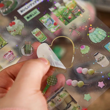 5pc Transparent Flash Film Glitter Stickers - Kawaii Phone Decor Set