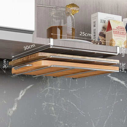 Under Cabinet Storage Basket Rack - Kitchen Cutting Board Organizer