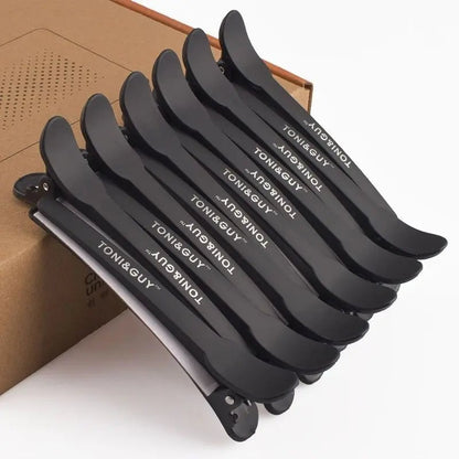 12pcs Professional Alligator Hair Clips Black Braided Salon Clamps