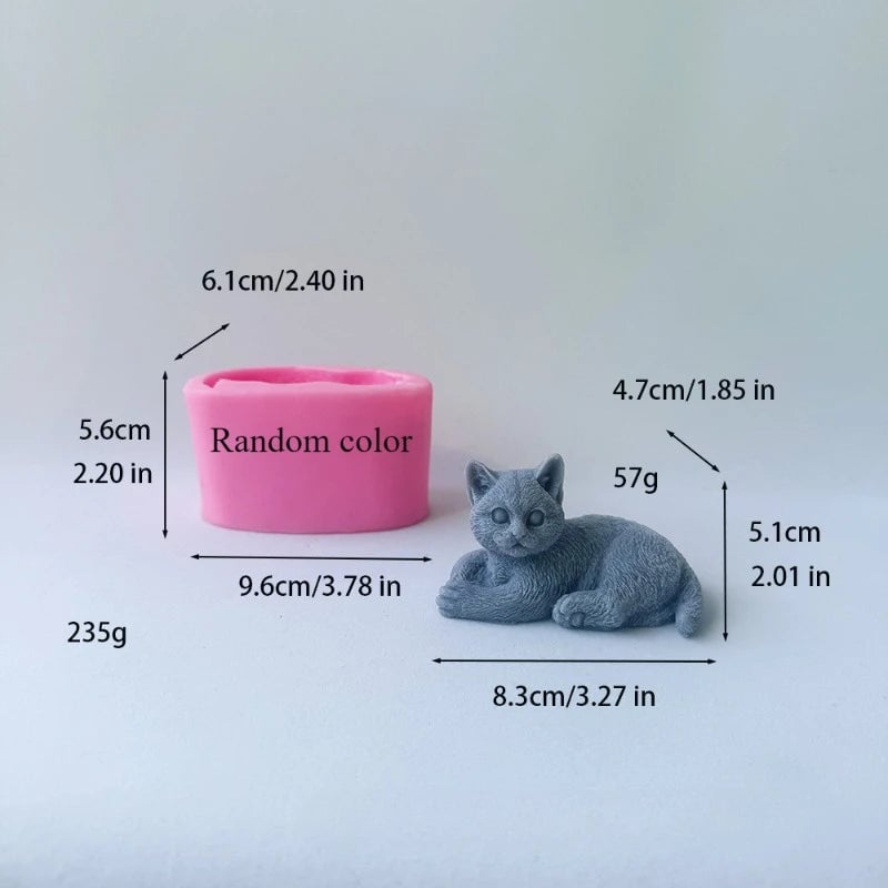 3D Cat Silicone Mould Large Kitten Resin Candle Soap Plaster DIY