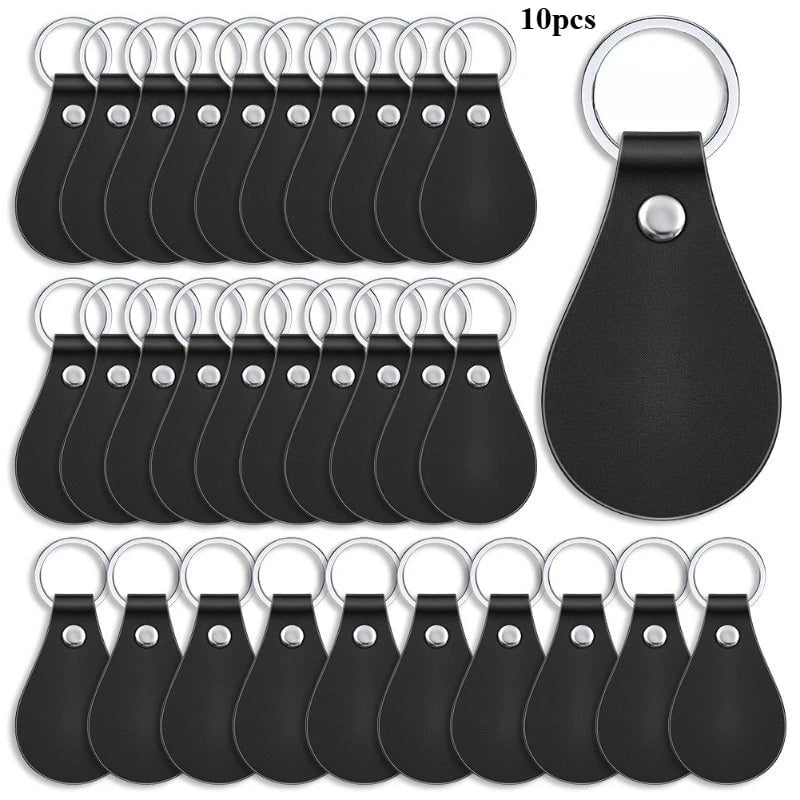 10pcs PU Leather Key Fob Blanks Kit - Laser Engraving Keychains