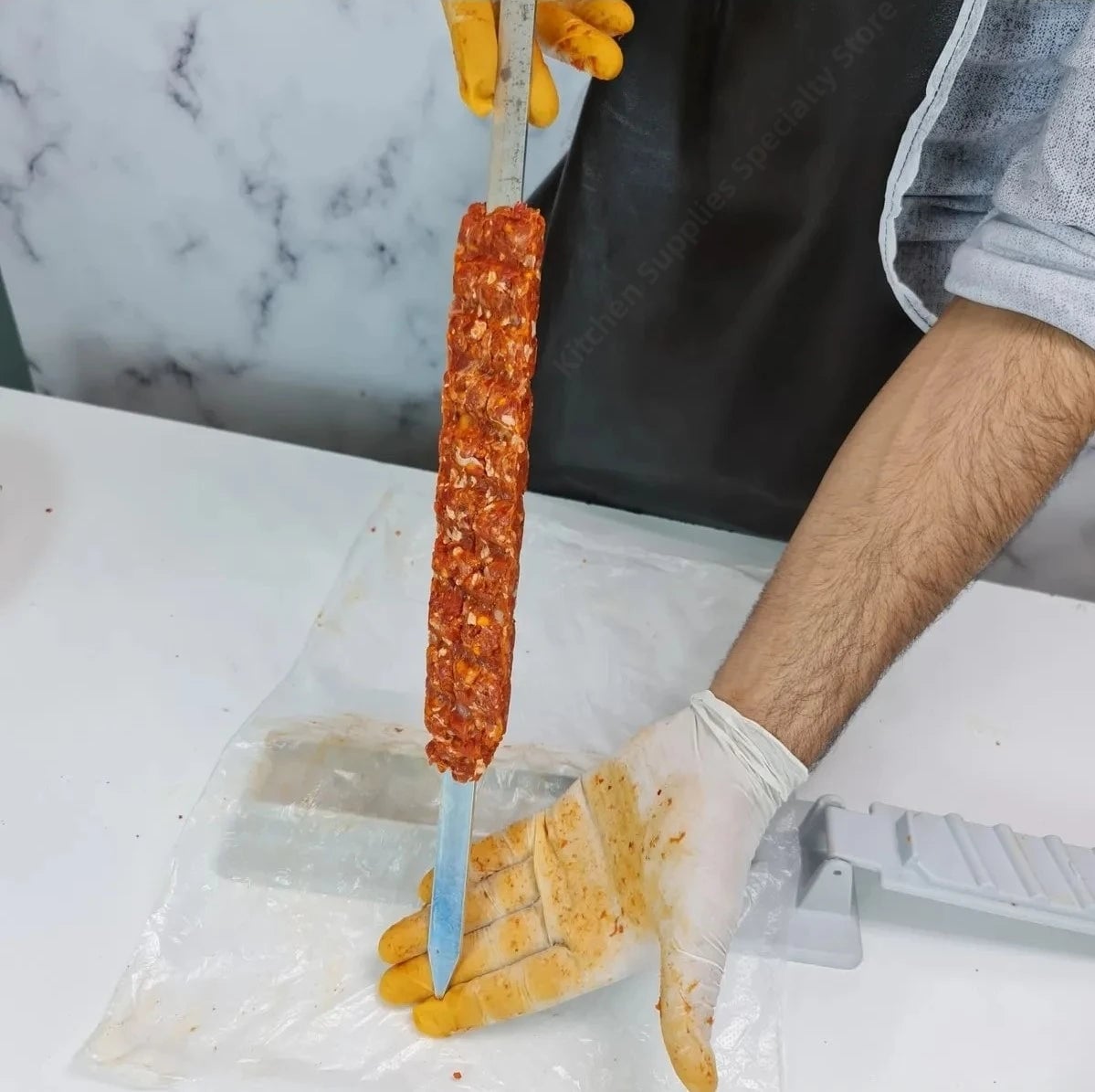 Single Row Kebab Maker Machine - Reusable Plastic BBQ Skewer Press