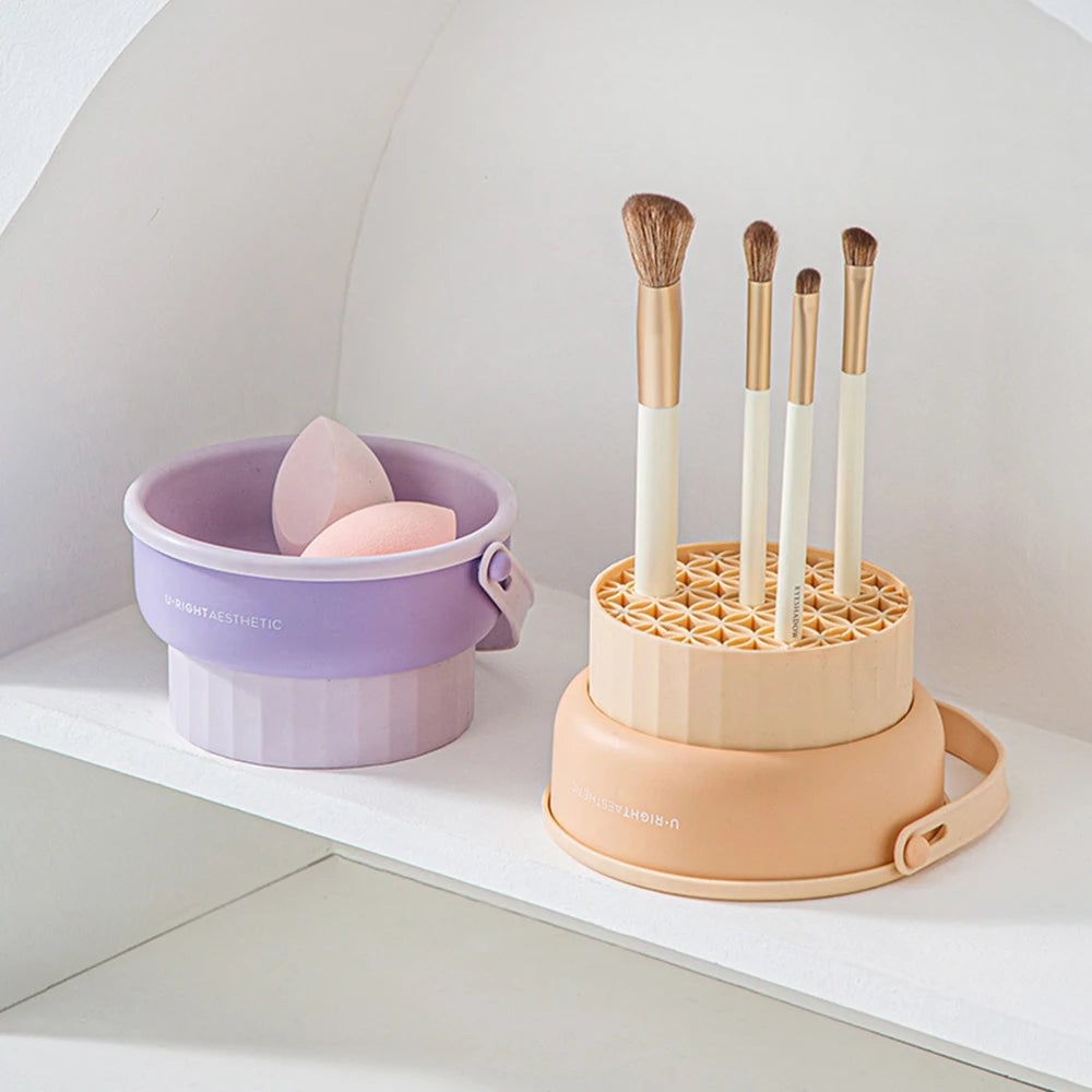 Makeup Brush Cleaning Bucket with Drying Rack & Storage Box Set