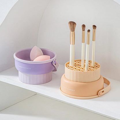 Makeup Brush Cleaning Bucket with Drying Rack & Storage Box Set