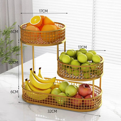 Stainless Steel Multi-Layer Round Fruit Basket Storage Display Rack