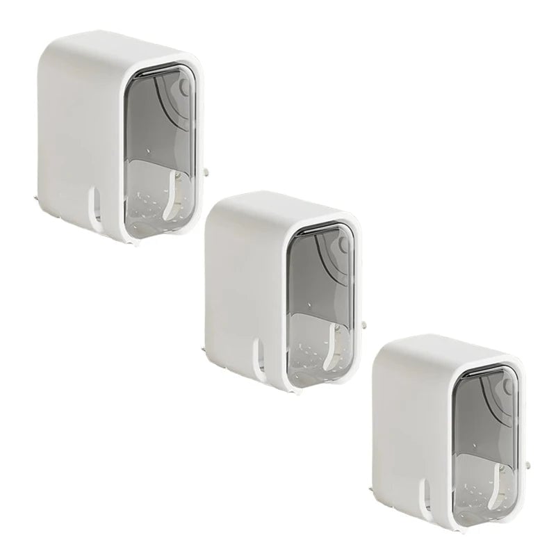 2PCS Wall Mounted Flip-Top Toothbrush Holder Dustproof Storage Rack